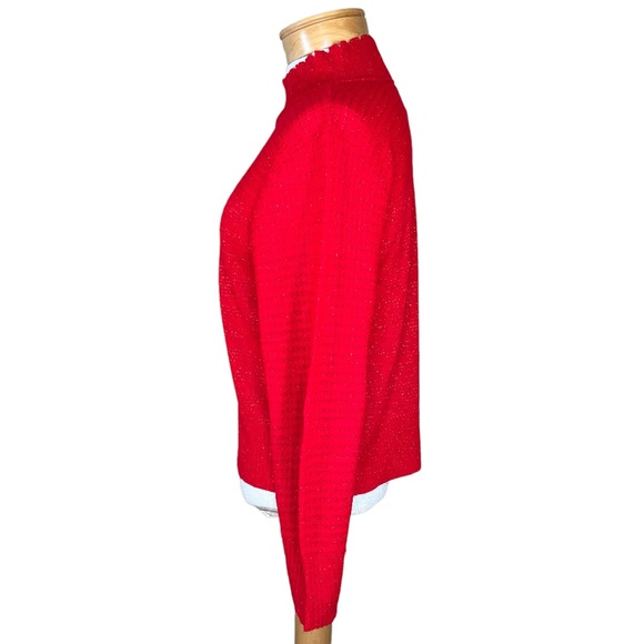 ND New Directions Petite Lightweight Red Metallic Sweater Petite Extra Large - Picture 5 of 11